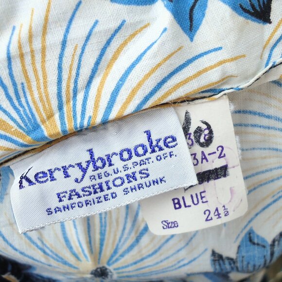 NOS 1940’s Vintage Cream Blue Floral sz 24 1/2 Cotton Day Dress Sanforized - Picture 7 of 10